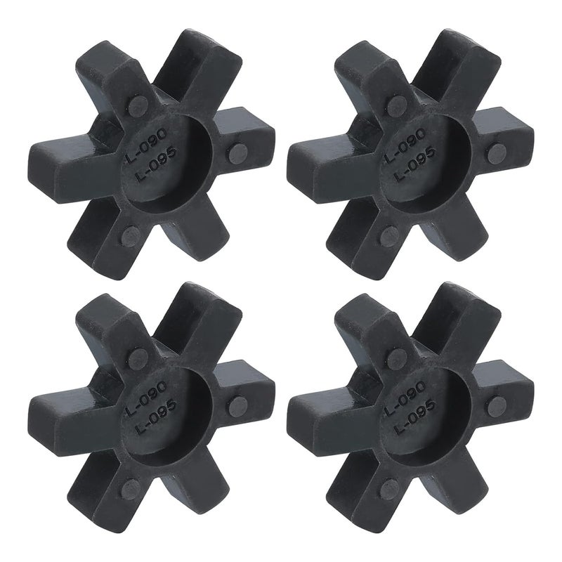 uxcell 4pcs L090/L095 Jaw Coupling Insert, Flexible Solid Type NBR Rubber Jaw Coupling Center Inserts for L Jaw Coupling L-Jaw Coupler Set, Black - Image 1
